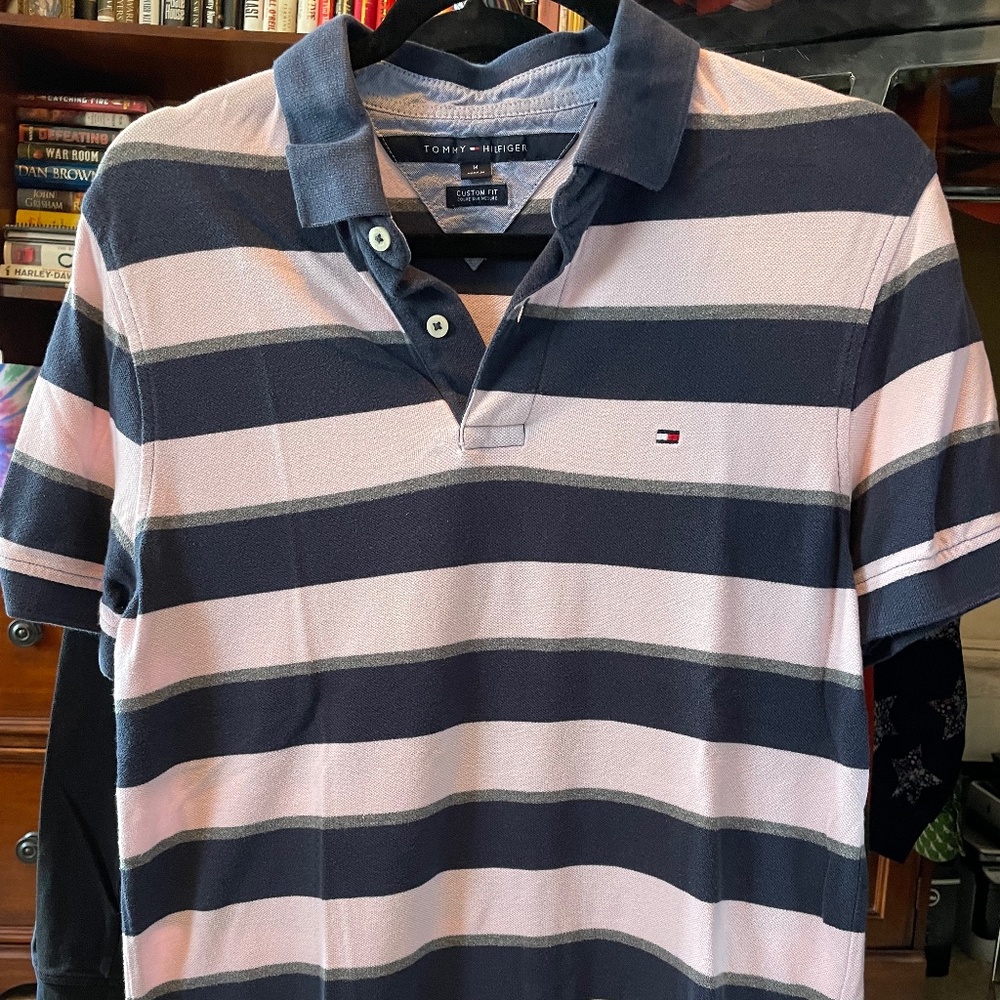Tommy Hilfiger POLO Pink and Blue strips size Medium